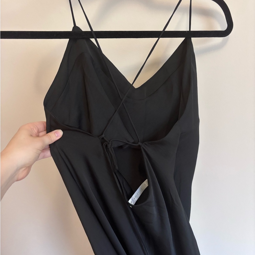 NWOT- Fabletics Black tie-back Slip Dress - Picture 5 of 6